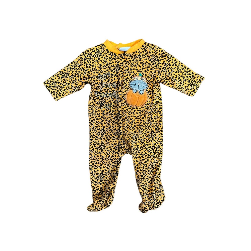 Mayfair “Don’t Be A Scaredy Pant” Orange and Black Halloween Zip Footie Pajamas